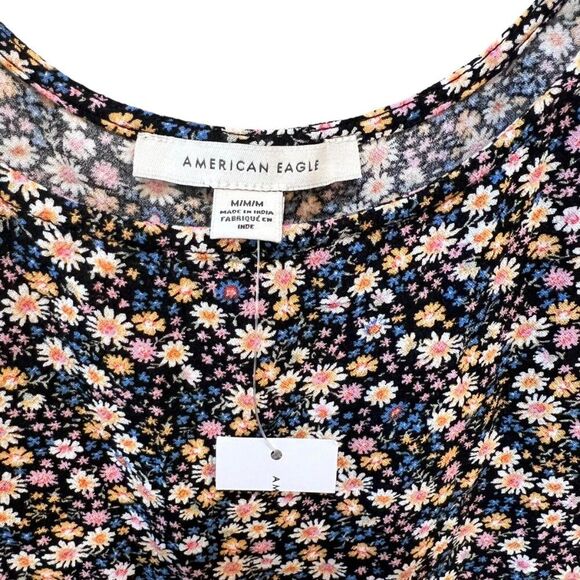 American Eagle Floral Tank Mini Dress Womens Sz. Medium Laced Sides Sundress NWT - Picture 4 of 13